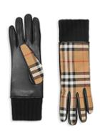 Burberry Leather Palm Check Gloves