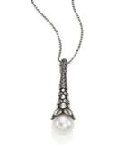 John Hardy Dot 10.5mm White Pearl & Sterling Silver Drop Pendant Necklace