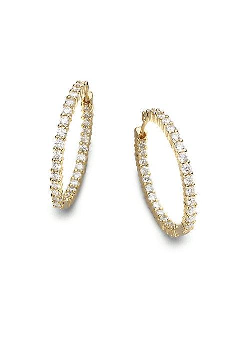 Roberto Coin Diamond & 18k Yellow Gold Hoop Earrings