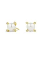 David Yurman Cable Earrings With Diamonds And Pearls In Gold