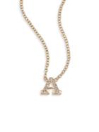 Zoe Chicco Pave Diamond & 14k Yellow Gold Initial Pendant Necklace