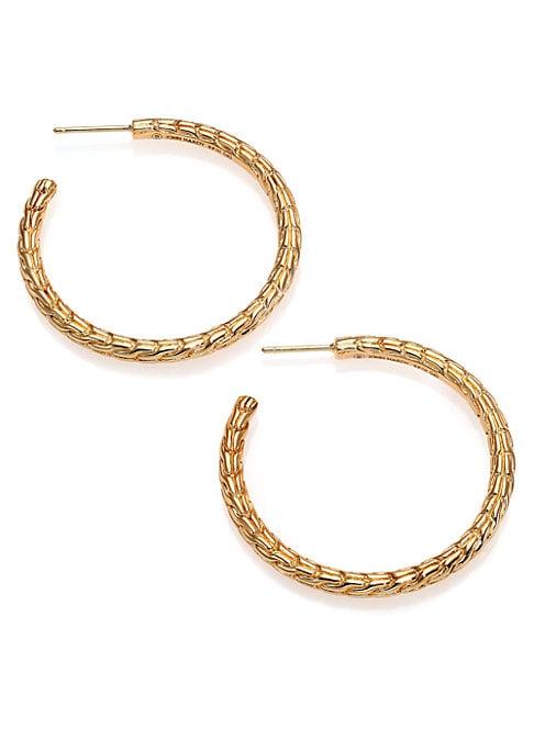John Hardy Classic Chain 18k Yellow Gold Medium Hoop Earrings/1.6