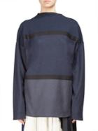 Cedric Charlier Wool-blend Jersey & Cotton Poplin Sweater