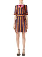 Gucci Sylvie Chain-print Pleated Silk Dress