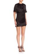 Brandon Maxwell Short Sleeve Silk Mini Dress