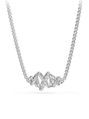 David Yurman Crossover Single Station Necklace With Diamonds