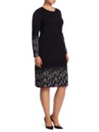 Stizzoli, Plus Size Long Sleeves Knee-length Dress With Hem Embellished