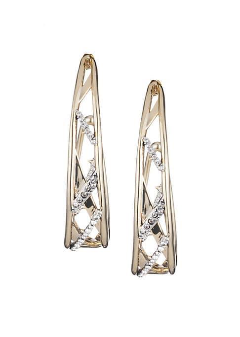 Alexis Bittar 10k Gold-plated & Swarovski Crystal Plaid Hoop Earrings