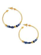 Gurhan Delicate Rain Blue Sapphire & 24k Yellow Gold Hoop Earrings/1.5