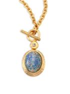 Kenneth Jay Lane Blue Opal & Crystal Toggle Pendant Necklace