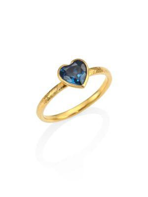 Gurhan Amulet Hue Blue Topaz & 22-24k Yellow Gold Heart Ring