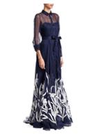 Carolina Herrera Floral Silk Trench Gown
