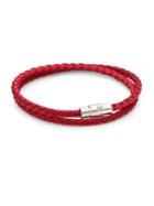 Saks Fifth Avenue Collection Red Double Wrap Leather Bracelet