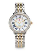Michele Watches Serein Diamond, Mother-of-pearl, 18k Goldplated & Stainless Steel Bracelet Watch