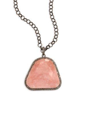 Nina Gilin Diamond & Pink Opal Pendant Necklace