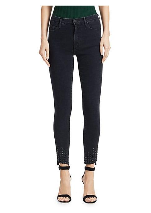 Mother Stunner High-rise Studded Ankle Jeans