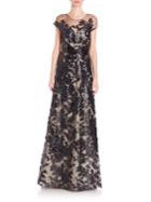 Rene Ruiz Sequined Lace A-line Gown
