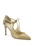 Jimmy Choo Vanessa Cutout Leather & Snakeskin Front-tie Pumps