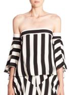 Milly Rosa Striped Off-the-shoulder Top