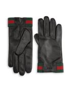 Gucci Cashmere Lined Leather Moto Gloves