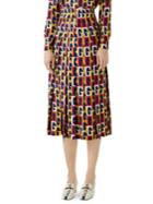 Gucci G Sequence Pleated Silk Skirt