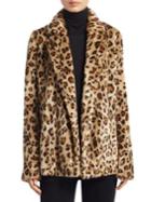 Theory Clairene Leopard Print Faux Fur Coat