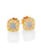 Roberto Coin Pois Moi Diamond & 18k Yellow Gold Square Earrings