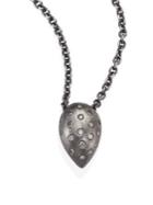 Rene Escobar Small Diamond & Sterling Silver Teardrop Pendant Necklace