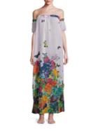 Milly Floral Print Aruba Silk Cover-up