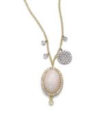 Meira T White Opal, Diamond, 14k White & Yellow Gold Pendant Necklace