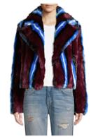 Diane Von Furstenberg Stripe Faux-fur Chubby Coat