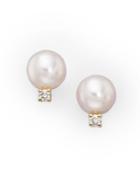 Mikimoto 6mm White Cultured Akoya Pearl, Diamond & 18k Yellow Gold Earrings