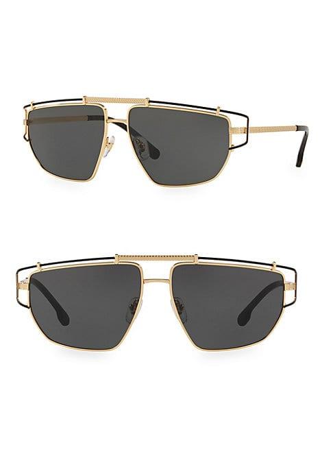 Versace 57mm Greek Key Aviator Sunglasses