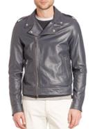 Eleventy Nappa Leather Moto Jacket