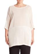 Eileen Fisher, Plus Size Silk Crepe De Chine Paneled Top