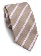 Isaia Herringbone Framed Stripe Silk Tie