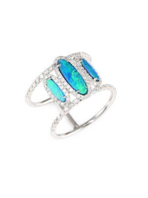 Meira T Diamond, Opal & 14k White Gold Ring