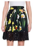 Dolce & Gabbana Lace Hem Floral Skirt
