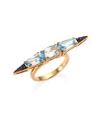 Etho Maria Sharp 18k Rose Gold Blue Sapphire And Topaz Ring