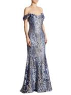 Rene Ruiz Embellished Tulle Mermaid Gown