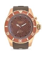 Kyboe Rose Goldtone Stainless Steel Textured Dial Silicone Strap Watch