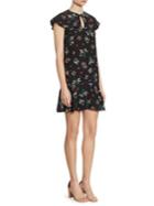 Red Valentino Floral-print Silk Keyhole Dress