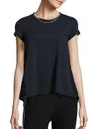 Sacai Faux-pearl Necklace & Knit Lace-back Pocket Tee