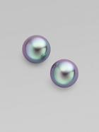 Majorica 12mm Grey Pearl Earrings