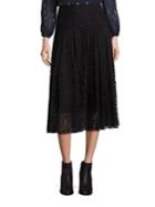 Rebecca Taylor Pleated Lace Midi Skirt
