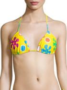 Moschino Fantasy Floral Triangle Bikini Top