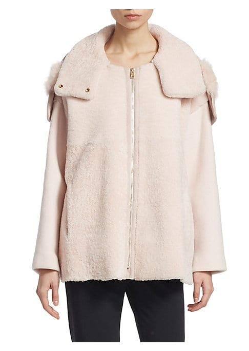 Emporio Armani Shearling Mixed Media Hooded Coat