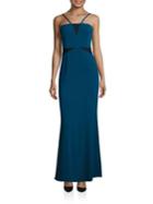 Laundry By Shelli Segal Mesh Insert Gown