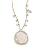 Meira T Chalcedony, Mother-of-pearl, Diamond & 14k Yellow Gold Doublet Pendant Necklace