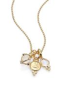 Temple St. Clair Rock Crystal, Moonstone, Diamond & 18k Yellow Gold Charm Necklace